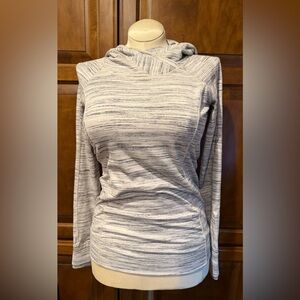 Lululemon 6 Think Fast Pullover Hoodie Space Dye Gray & White Long Sleeve Top